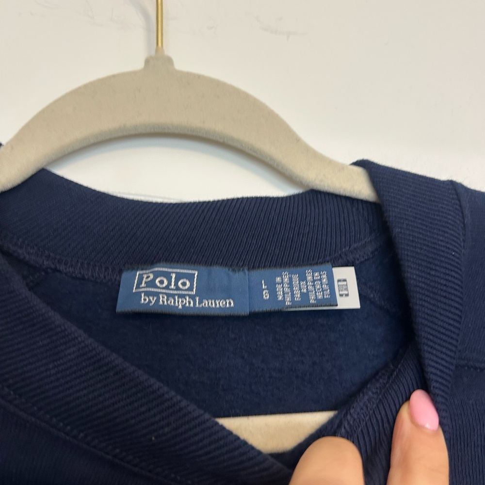 Ralph Lauren Navy Crewneck Sweatshirt with Red Pony - Picture 3 of 4